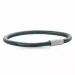 Rund svart lær armbånd i stål x 4 mm