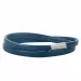 Flat blå armbånd i lær med stållås  x 6 mm