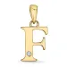 bokstav f diamant anheng i 9 karat gull 0,01 ct