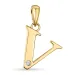 bokstav v diamant anheng i 9 karat gull 0,01 ct