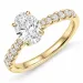 oval lab grown diamant ring i 14 karat gull 1,0 ct 0,34 ct