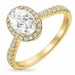 oval lab grown diamant ring i 14 karat gull 1,0 ct 0,33 ct