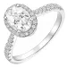 oval lab grown diamant ring i 14 karat hvitt gull 1,0 ct 0,33 ct