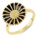 14 mm margeritt svart ring i forgylt sølv - Marie