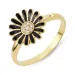 11 mm margeritt svart zirkon ring i forgylt sølv - Matilda
