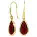 lange dråpe rød krystall øredobber i forgylt sølv - Loom Stones