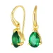 dråpe mørkegrønn krystall øredobber i forgylt sølv - Loom Stones