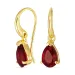 dråpe rød krystall øredobber i forgylt sølv - Loom Stones