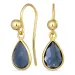 dråpe blå krystall ørekroker i forgylt sølv