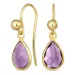 dråpe lilla krystall ørekroker i forgylt sølv