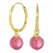 18 mm rosa krystall creol i forgylt sølv