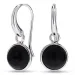 runde svart onyks øredobber i forsølvet messing - Loom Stones