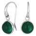runde mørkegrønn krystall øredobber i forsølvet messing - Loom Stones