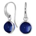 runde syntetisk blå safir øredobber i forsølvet messing - Loom Stones