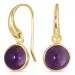 runde lilla krystall øredobber i forgylt messing - Loom Stones