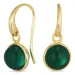 runde mørkegrønn krystall øredobber i forgylt messing - Loom Stones