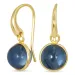 runde blå mørkeblå krystall øredobber i forgylt messing - Loom Stones