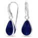 dråpe syntetisk blå safir øredobber i forsølvet messing