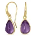 dråpe lilla krystall øredobber i forgylt messing - Loom Stones