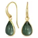 dråpe grønn krystall øredobber i forgylt messing - Loom Stones
