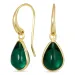 dråpe mørkegrønn krystall øredobber i forgylt messing - Loom Stones