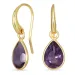 dråpe lilla amatyst øredobber i forgylt messing