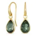 dråpe grønn krystall øredobber i forgylt messing - Loom Stones