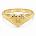 bokstav m zirkon ring i forgylt messing