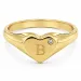 bokstav b zirkon ring i forgylt messing