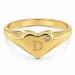 bokstav d zirkon ring i forgylt messing