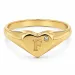 bokstav f zirkon ring i forgylt messing
