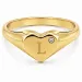 bokstav l zirkon ring i forgylt messing