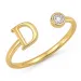 bokstav d zirkon ring i forgylt messing