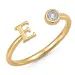 bokstav e zirkon ring i forgylt messing - My Letter