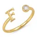 bokstav f zirkon ring i forgylt messing