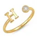 bokstav h zirkon ring i forgylt messing