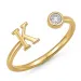 bokstav k zirkon ring i forgylt messing