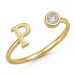 bokstav p zirkon ring i forgylt messing