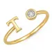 bokstav t zirkon ring i forgylt messing