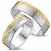 Bredde Tofarget gifteringer i 14 karat gull og hvitt gull 0,008 ct - par