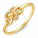 hjerte zirkon ring i forgylt messing