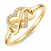 hjerte zirkon ring i forgylt messing