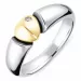 hjerte ring i oksidert sølv med 8 karat gull