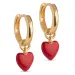 Enamel Amore hjerte creol i forgylt sølv rød emalje