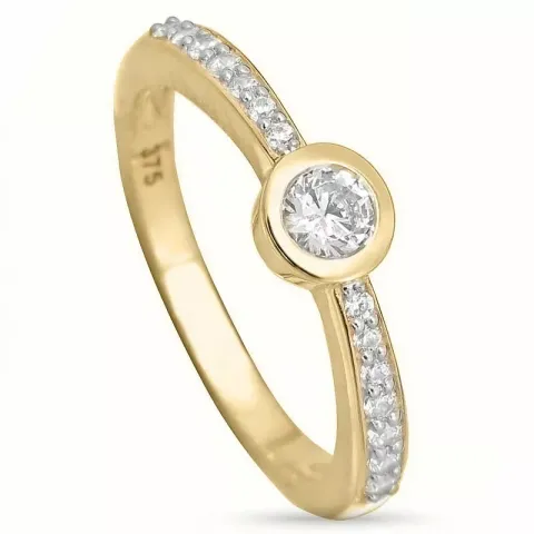 Elegant zirkon ring i 9 karat gull