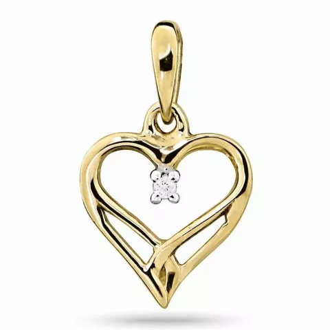 Elegant hjerte diamant anheng i 9 karat gull