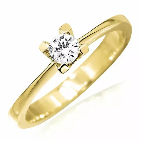 hvit zirkon ring i 9 karat gull