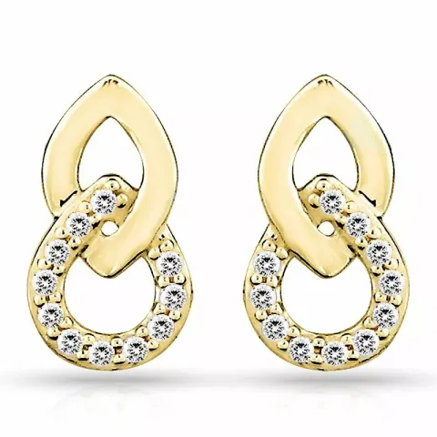 Abstrakt øredobber i 9 karat gull med 