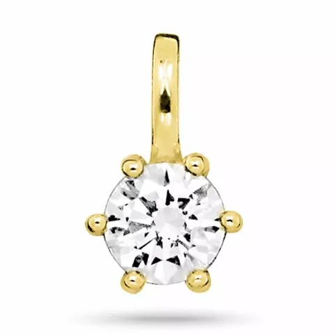 rundt zirkon anheng i 9 karat gull