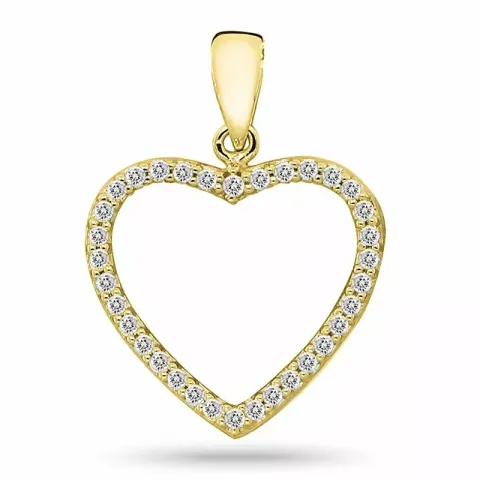 hjerte zirkon anheng i 9 karat gull